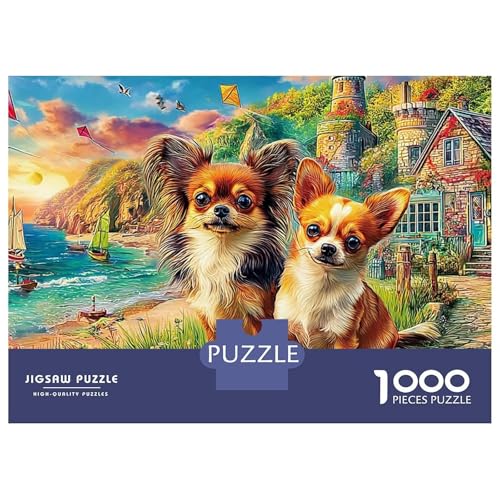 Puzzle de 1000 piezas para adultos con diseño de perros y paisaje natural