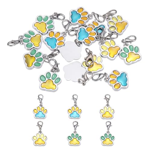 Charm émaillé empreinte de patte de chien PATIKIL pour fabrication de bijoux DIY x15