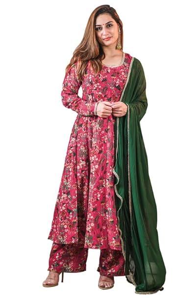 Janasya Women's Georgette Anarkali Kurta Set