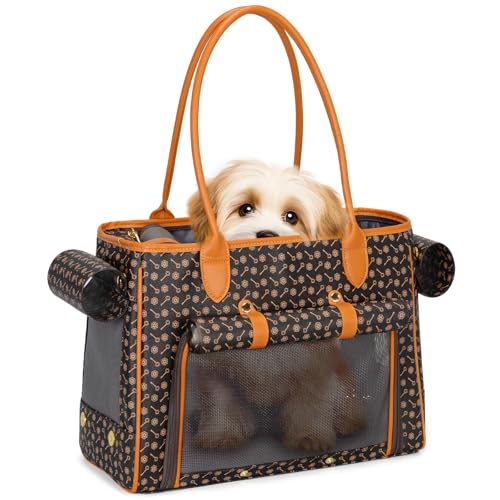 Minsong Fashion Pet Carrier Purse for Small Cat and Dog, Luxury Pu Soft-Sided Tote Bag with Large...