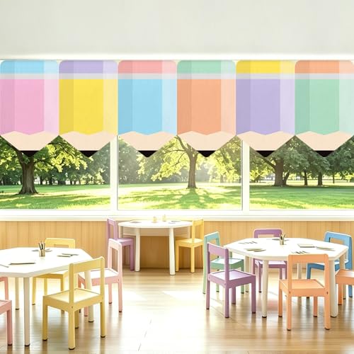 Fayoo 6 Pcs Classroom Curtains - Pencil Window Drapes for School Decor