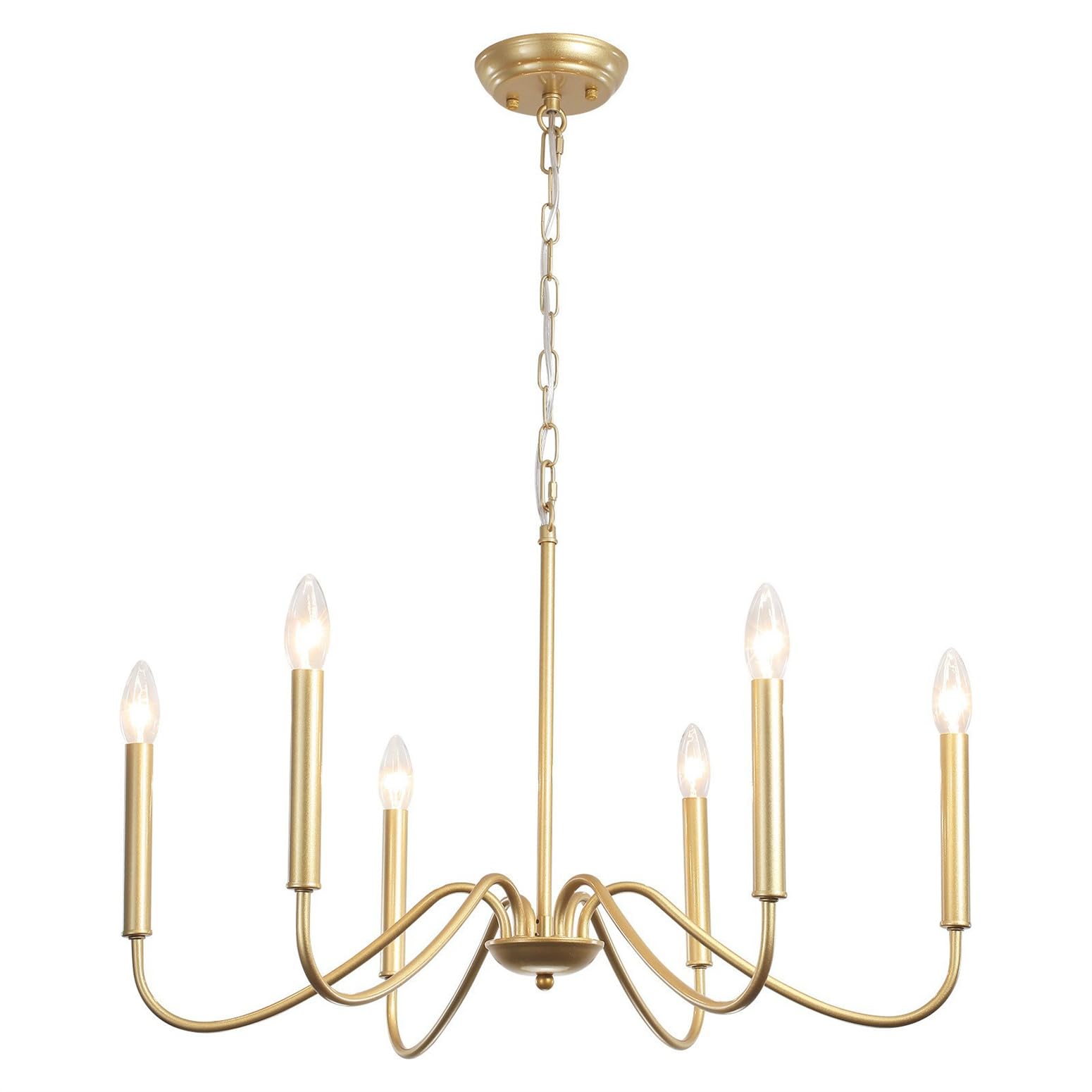 KXEcoLife Chandelier, 6-Light Chandeliers for Dining Room, Rustic Candle Chandelier Light Fixture, Industrial Modern Lighting Kitchen Living Room Foyer Entrance