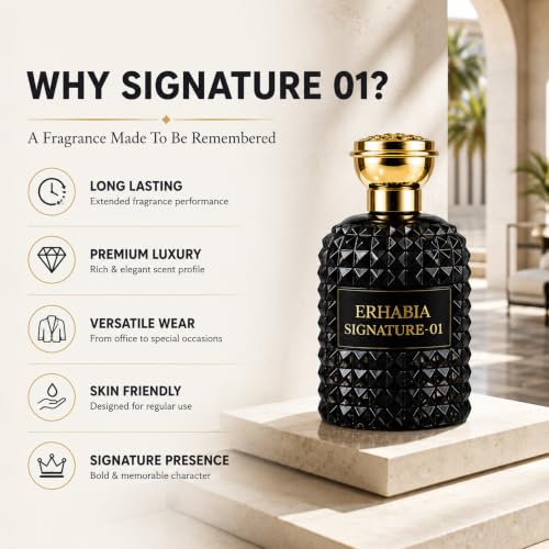 Image of ERHABIA Signature 01 Men's Perfume | Long Lasting Premium Fragrance Spray | Luxury Strong Scent for Office, Party & Gift | 100 ml