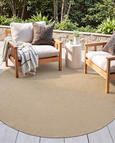 DEXI Round Jute Rug Natural Fiber 6x6, Braided Woven Area Rugs No...