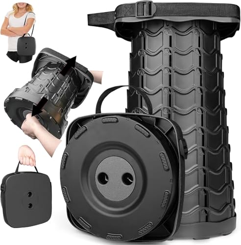 Image of Fishboy Upgraded Collapsible Stool, 400lbs Max Weight, Lightweight But Sturdy, Portable Retractable Folding Telescoping Foldable Camping Stool for Adults Outdoor Fishing Hiking BBQ