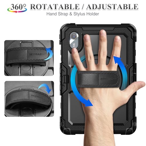 Image of SEYMAC stock Tablet Case for Lenovo Idea Tab 11'' / M11 (TB336FU /TB330FU) 11 inch Drop-Proof Protection Cover with 360 Rotate Stand & Strap [Pen Holder] & Screen Protector 2025 /2024, Black