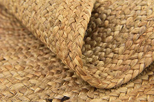 Image of Jute Braided Reversible Round Carpet (3 X 5 Feet, Multicolour)