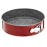 AMBITION Runde Springform 26 cm Cherry Kuchenform antihaft Kohlenstoffstahl Steinoptik abnehmbarer Rand rot