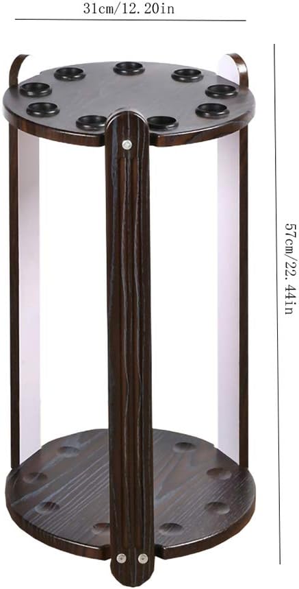 Cue Rack,Billiard bar Rack,Mirtqj Round Wooden Snooker Billiard Storage Stands, Freestanding Pool Cues Racks,Cue Rack Only, for Pool Bars Billiard Players/Black Wood Grain