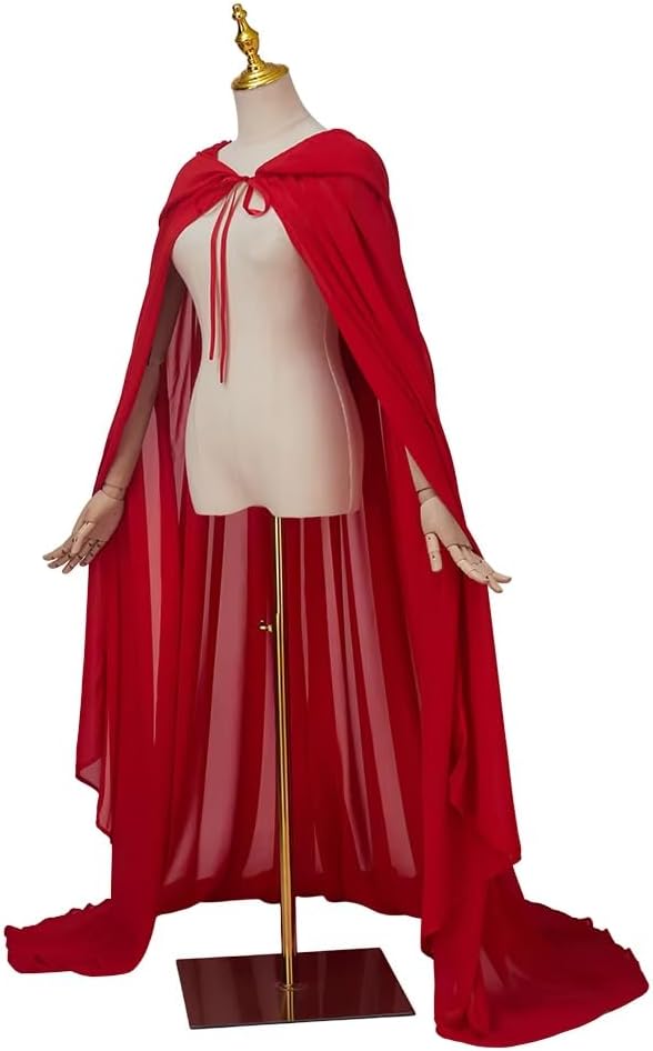 Hooded Long Cloak Women Wedding Tulle Cape Bridal Dress Robe Red Riding Hood Cape Halloween Christmas Cloak