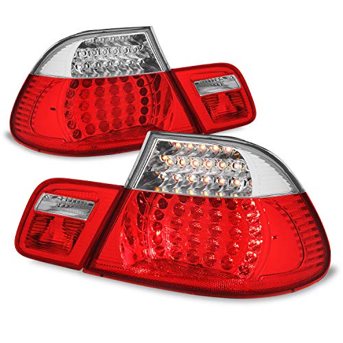 AKKON - Red Clear LED Tail Brake Lights Fits 2003 2004 2005 2006 BMW E46 3-Series 325Ci 330CI M3 Coupe 2Door Left+Right Pair