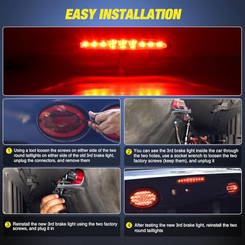 Image of Nilight Third Brake Light Tail High Mount 3rd Stop Lights Smoked Lens Compatible with Chevy Corvette C5 1997 1998 1999 2000 2001 2002 2003 2004 Car Rear Center Cab Lamp