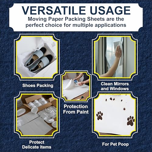 13"x12" 100 Sheets White Packing Paper Sheets for Moving Supplies, Protecting Fragile China and Glasses,Small Wrapping Paper for Shipping and Moving Box Filler - Image 3