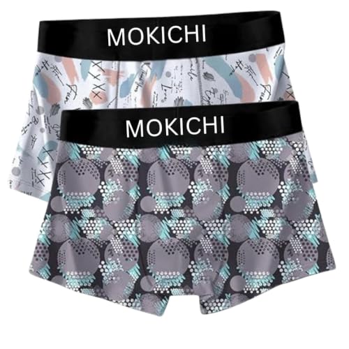 Image of Men's Boxer Briefs Pack, Breathable Stretch Underwear with Wide Comfort Elastic Waistband, Soft Geometric Print Trunks, Multi-Pack