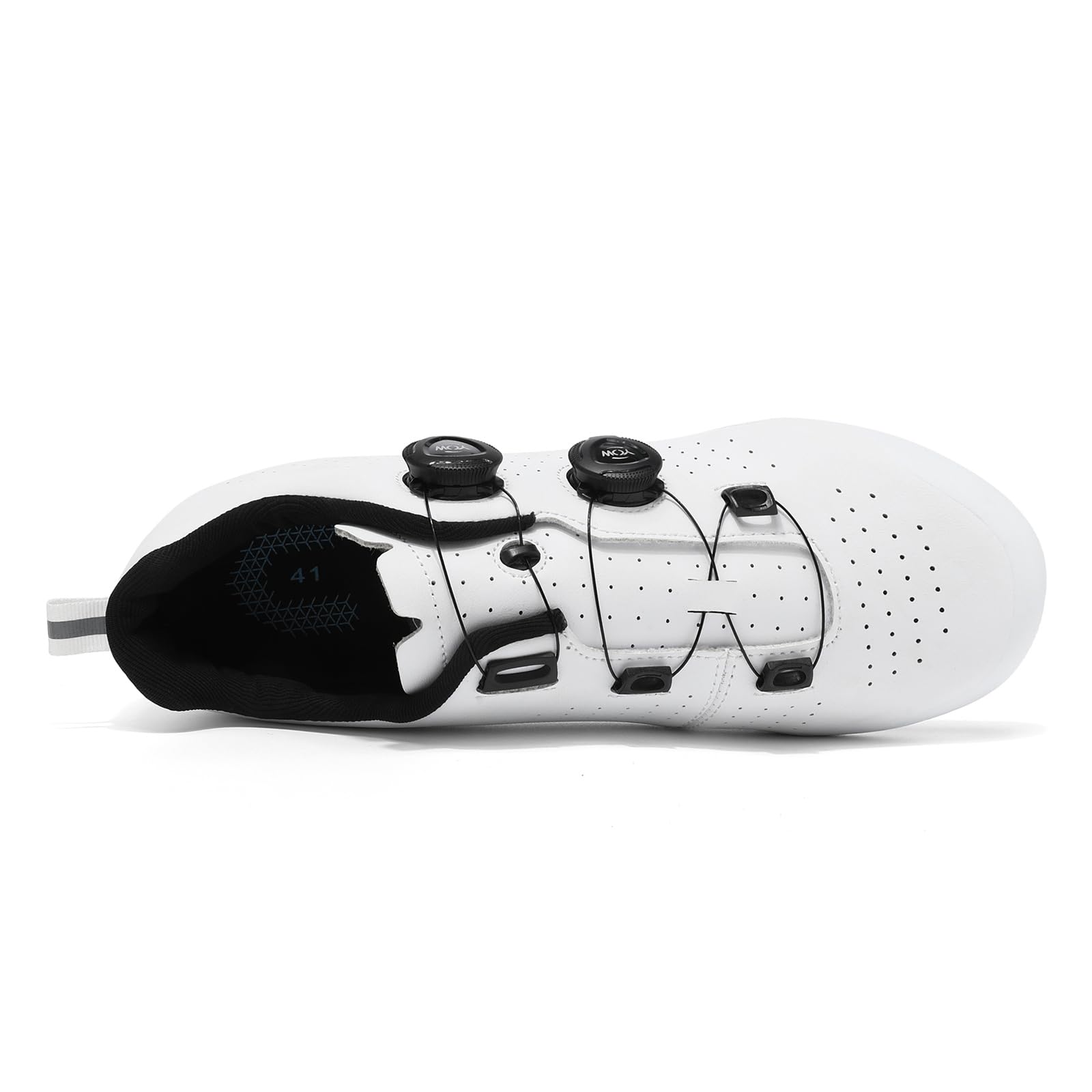 JiuQing Uniseksowe buty rowerowe Buty szosowe kompatybilne z Peloton Indoor Outdoor z blokami Delta,White,40 EU