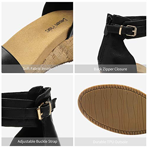 Image of DREAM PAIRS Women's Open Toe Buckle Ankle Strap Platform Wedge Sandals Summer Shoes.