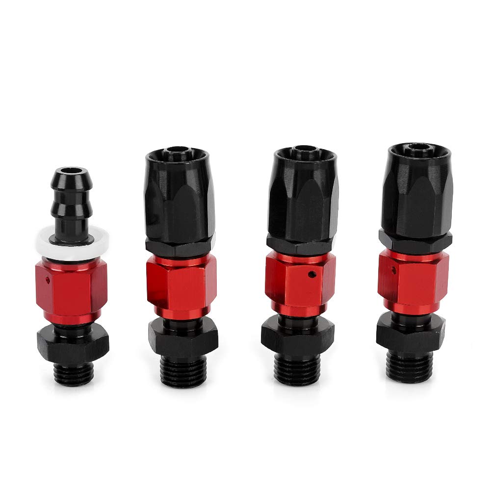 Kit de régulateur de pression de carburant de voiture réglable universel avec jauge, régulateur de pression de carburant haute performance, 3 ports 2 entrées 1 conception de (Noir Rouge)