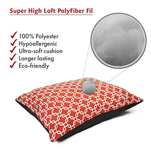Image of Majestic Pet Rectangle Large Comfy Non Slip Washable Dog Bed - Super Value Pillow - Dog Kennel & Crate Bed for Sleeping, Breed: Large - 46 x 35 Inch - Links Red