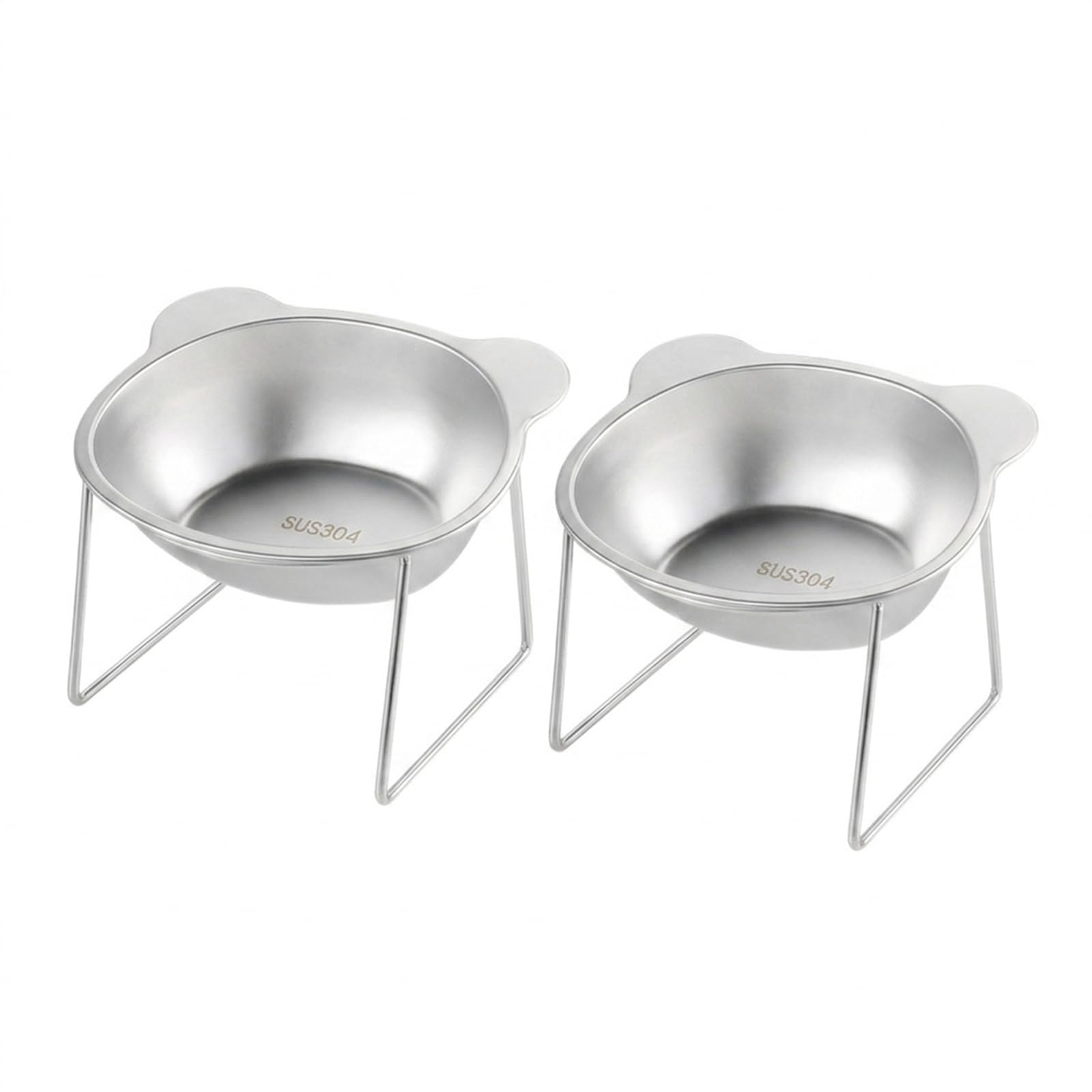 Comedero Gato Elevado Acero Inoxidable, Comedero Elevado para Gatos, Cuenco Inclinado 15° con Soporte Desmontable para Postura Cómoda de Gatos, Gatitos y Perros Pequeños, 2 Unidades