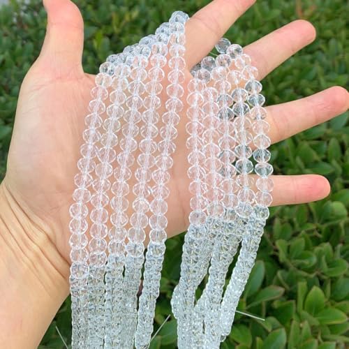 Image of 350pcs Czech Faceted Rondelle Crystal Glass Beads 8mm Bulk Crystal Clear