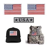 3 Pcs USA Flag Patches (3.2'X2') Iron On Embroidered Appliques with White Border Iron On Sew On...