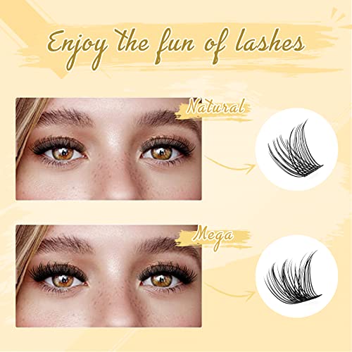 QUEWEL 144 Pcs DIY Wimpern-Extensions, Lash-Extension mit langanhaltenden Cluster-Lashes Bond und Seal, natürliche Lash-Cluster für Anfänger zu Hause (QU-RR-DH-01)