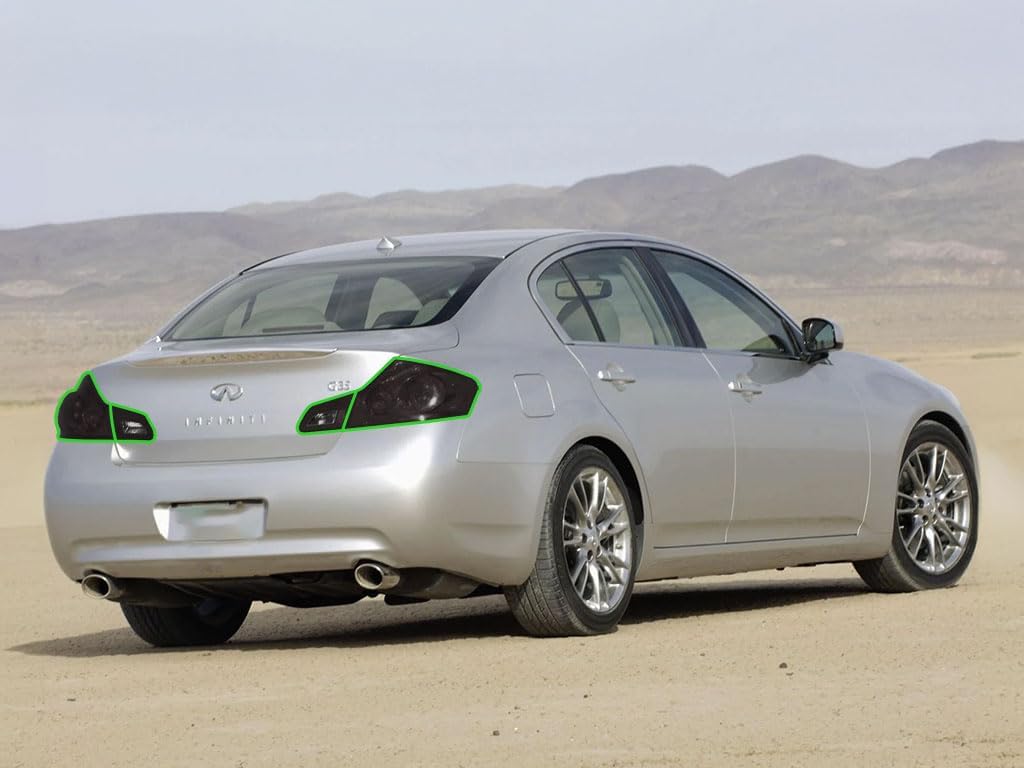 Rvinyl Tail Light Pre Cut Film Tint Cover Kit in Smoke Compatible with Infiniti G35 2007-2008 Sedan - Adhesive Backs