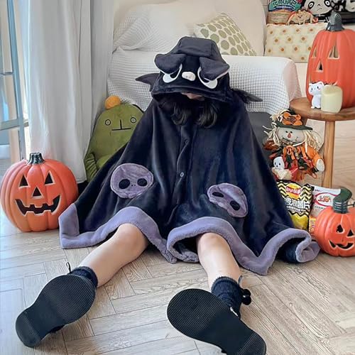 Cute Bat Blanket Hoodie, Wearable Bat Blanket Adult for Halloween Cosplay, Soft Hooded Bat Cape for Women - Image 5