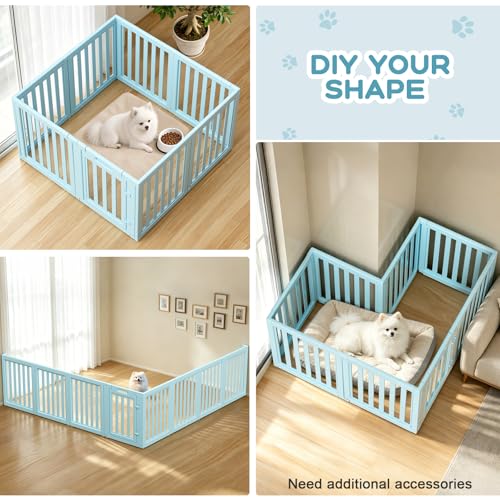 Image of Dog Playpen Indoor,Puppy Playpen,Blue 23.6 inch H,8 Panels | Dog Play Pen Indoors with Open View,Tool-Free Setup,Multi-Shape Setup,Dog Pen for Dogs,Cats & Puppies