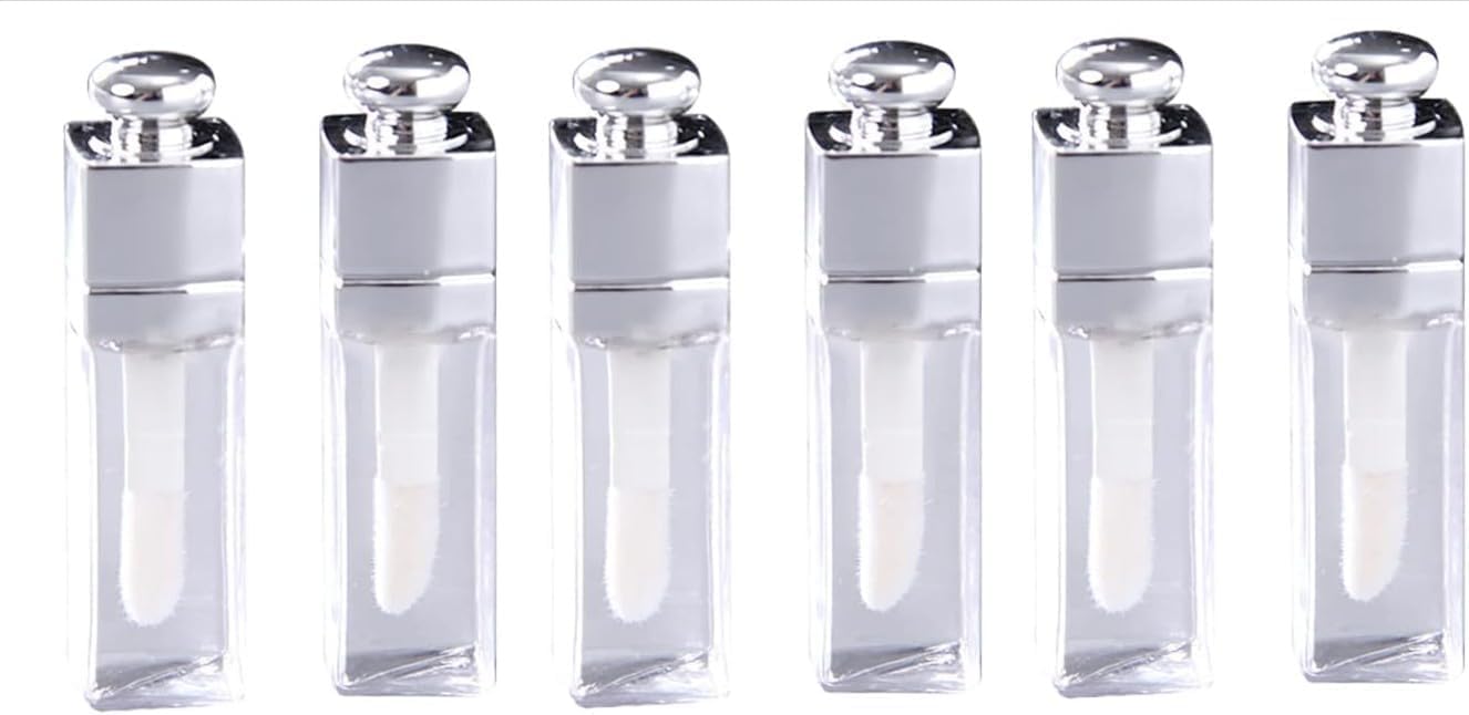 WLngtv 6 Pcs Clear Lip Gloss Tubes, 3ml, Empty Lip Gloss Tubes Containers Clear Refillable Lip Balm Bottles Transparent Mini Lipstick Containers for