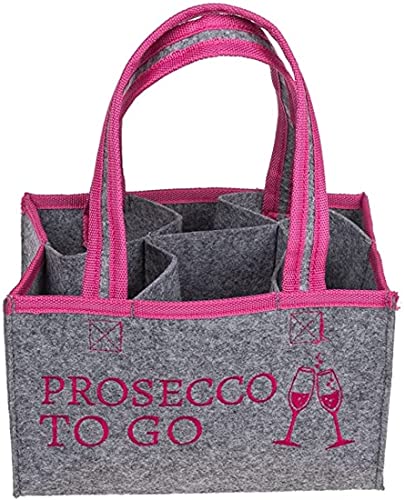 CBK-MS Flaschentasche Prosecco to go Flaschenträger aus Filz für 6 Flaschen Damen Handtasche für Getränke Cover