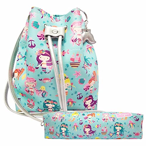 Kit Infantil Feminino Bolsa e Estojo Sereias Fundo do Mar, Magicc MI-055
