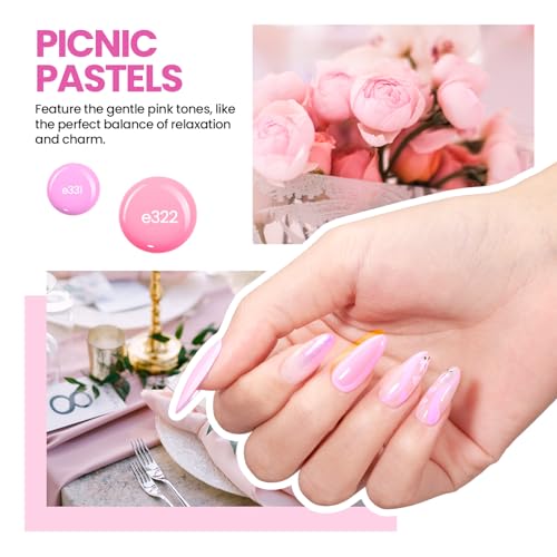 Image of Beetles Gel Nail Polish Kit with U V Light: 19 Pcs Garden Party Pastel 8 Colors Soak Off Gel Nail Set with Base and Top Coat, Sticker accessories All in One Manicure Party Favors