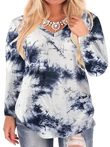ROSRISS Plus Size V Neck T Shirts Women Long Sleeve Tops ZF 24W