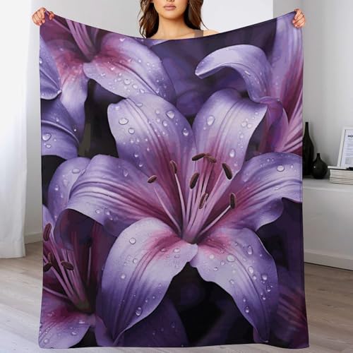 Couverture flanelle extra large violette contre le froid, plaid microfibre doux pour lit - 6