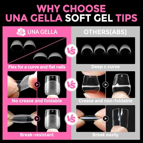 Image of UNA GELLA Extra Short Square Nail Tips XS 216pcs Pre-shape Extra Short Square Press on Nails Gel Tips Full Cover Acrylic Nails False Nails For DIY Salon 12 Sizes