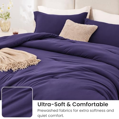 Image of Love's cabin Purple Full Comforter Set, 3-Piece Prewashed Bed Set with 1 Comforter (79 x 90 in) & 2 Pillowcases, Lightweight & Breathable for All Seasons