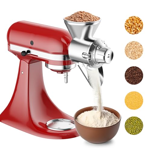 Metall Getreidemühle Aufsatz für Kitchenaid Standmixer, Mehlmühle Grinder für Küchenhelfer...