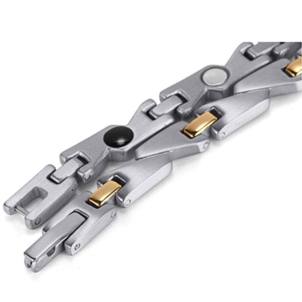 XINGYU Bracciale in Acciaio Inossidabile con Magnete Gioiello, Braccialetto in Lega di Titanio elettrolitico in Fibra di Carbonio Elemento Quattro in Uno Bracciale, Gold