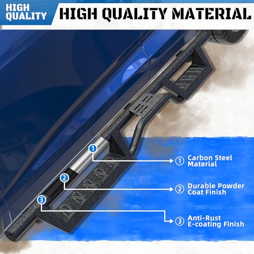 Image of WHALEMOTOR Running Boards Side Steps Crew Cab Compatible with Chevy Colorado /GMC Canyon 2015-2026 Crew Cab, 6 Inches Bolt-on Drop Side Steps Rails, Powder Coated Black and Painted Black