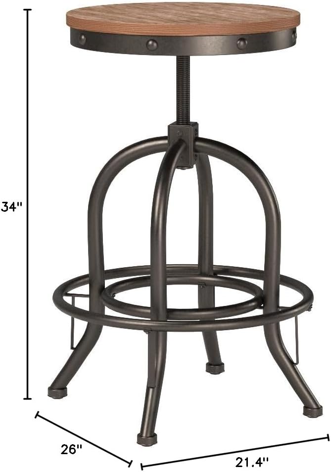 Pioneer Square Dane Metal-and-Wood Counter-Height Swivel Bar Stool, Set of 2 - Black