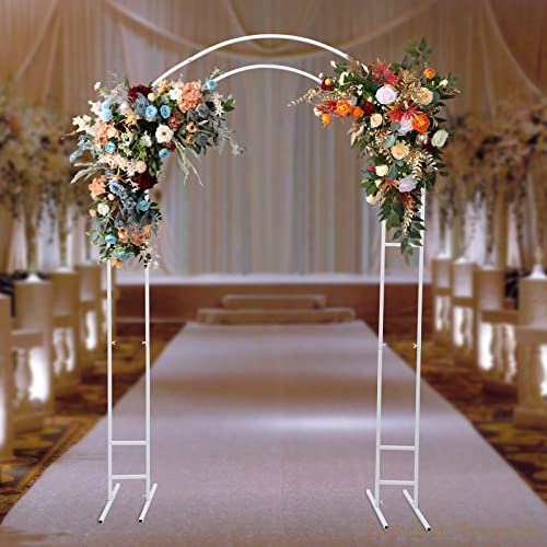 Metal Wedding Backdrop Stand, Double Tube Arch Balloon Backdrop Stand, Garden Arbor Frame Standfor Wedding Birthday Party Event Background Decoration (White) - Thumbnail 2