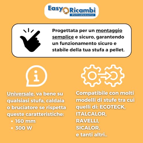 Zündwiderstand zur automatischen Zündung von Pelletöfen 300 W 160 mm, Durchmesser 9,9 mm