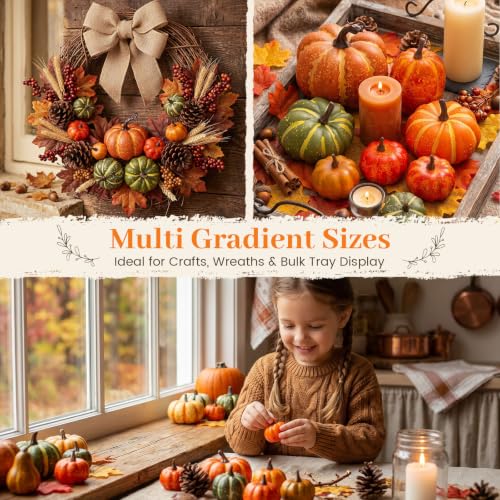 Image of DomeStar 38 PCS Fake Pumpkin Set, 8 PCS Pumpkins for Decorating, Fall Table | 30 PCS Maple Leaves Thanksgiving Fall, Harvest Decorations for Home, Decor