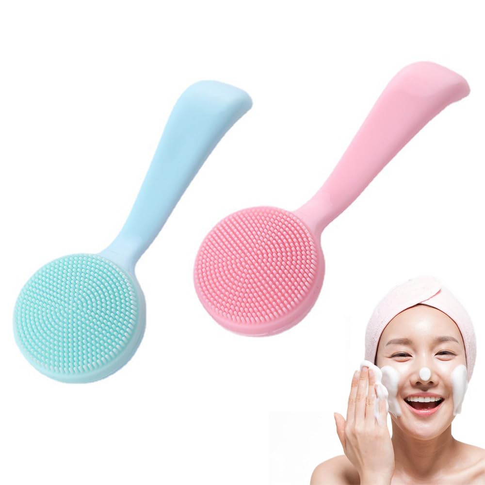 2 Pcs Silicone Facial Cleansing Brush,Silicone Face Wash Brush,Face Massager Brush,Silicone Manual Facial Cleansing Brush Face Brush Cleansing for Exfoliating, All Skin Types