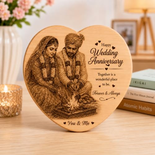 Image of Customized Personalised Engraved Wooden Photo Frame For Gift, All Shapes and Sizes for Everyone (Straight Heart-9x9)