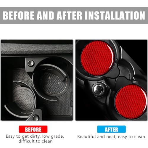 Posavasos de fibra de carbono para portavasos de auto, 2 piezas, Rojo miniatura 3