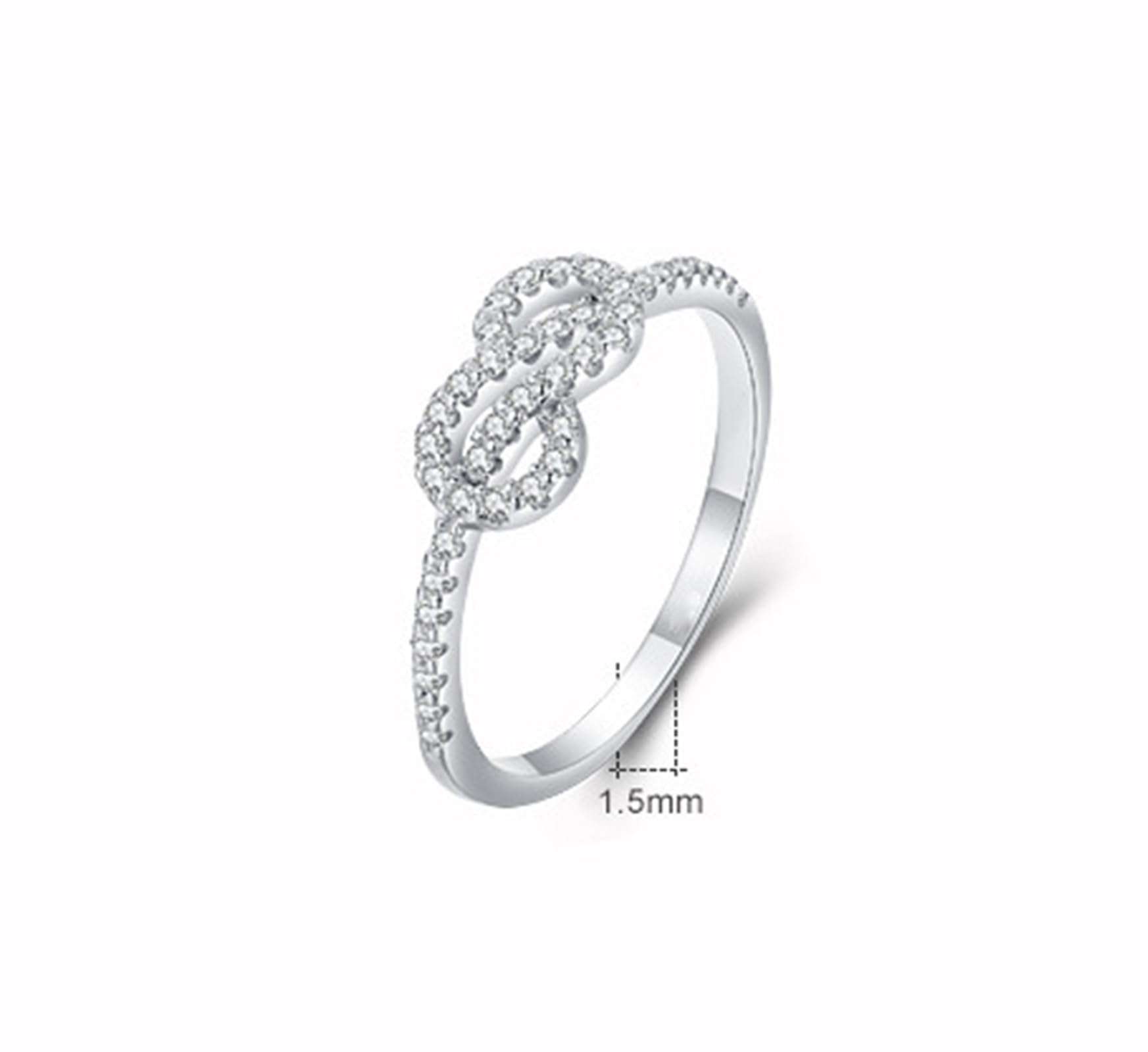 Anillo de compromiso de oro blanco de 18 quilates con diamantes cultivados en laboratorio, oro real, anillo de nudo infinito brillante personalizado para mujer