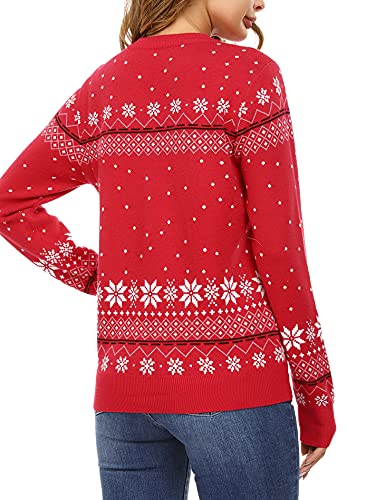 Image of Aiboria Matching Family Ugly Christmas Reindeer Snowflakes Sweater Pullover for Women /Men /Boys /Girls