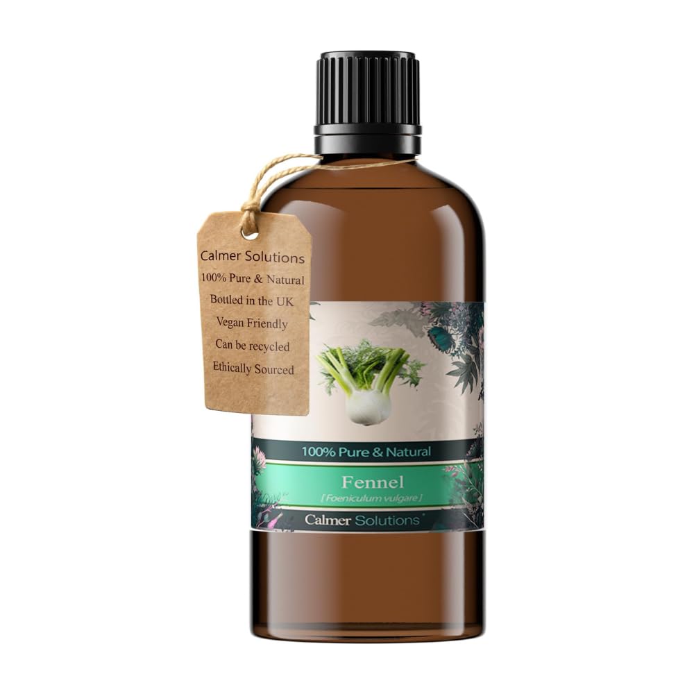 Calmer Solutions Colourless To Pale Yellow Fennel Sweet Essential Oil 100Ml – 100% Pure & Natural – Steam Distilled – Aromatherapy Grade – For Diffuser, Massage, Bath, And Skincare – Bottled In The Uk